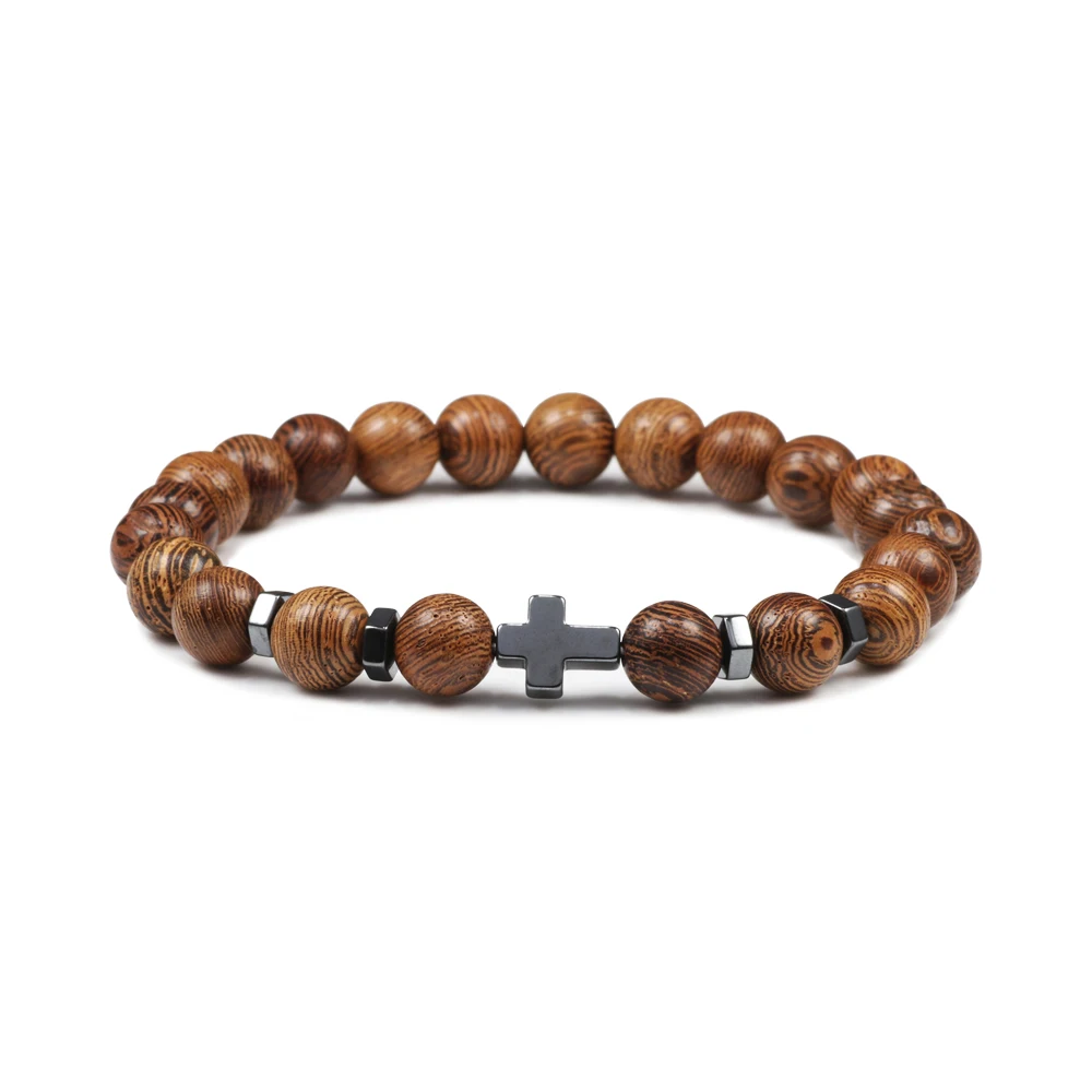 Unisex Natural Stone Cross Bracelet 3