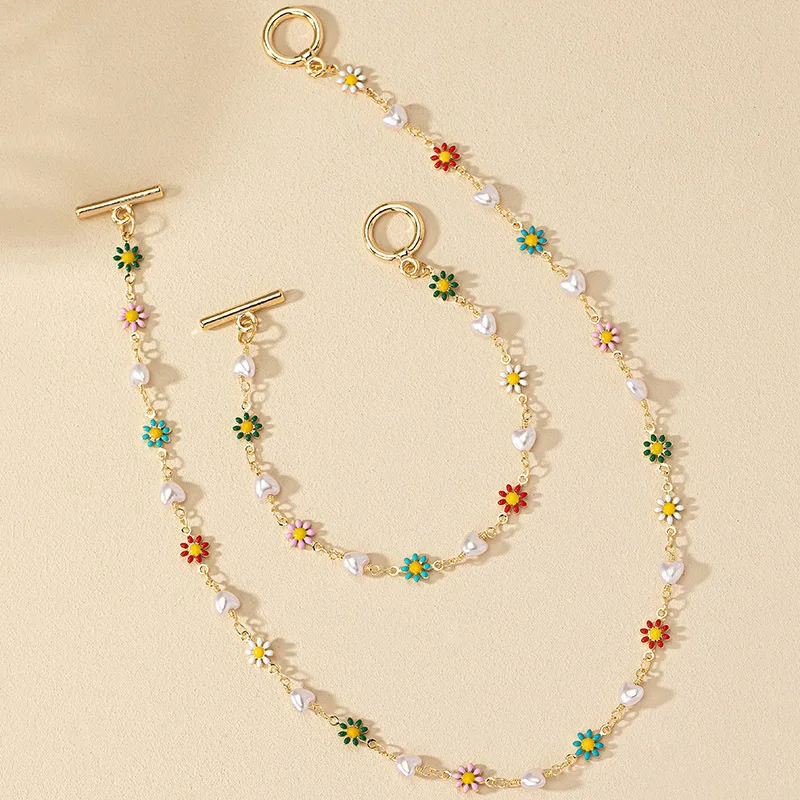Colorful Daisy Bracelet & Necklace Set 5