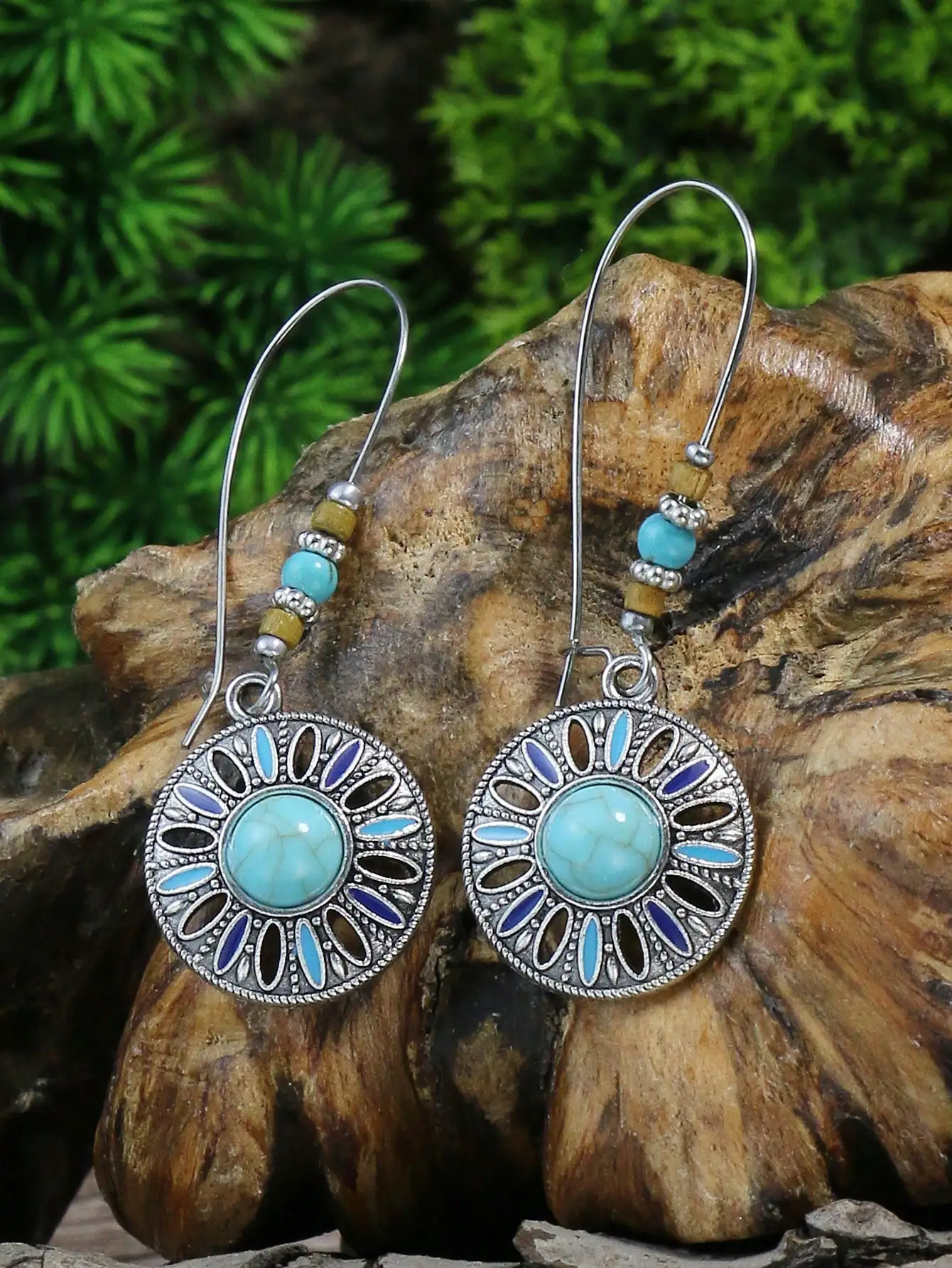 Vintage Turquoise Inlaid Earrings 4