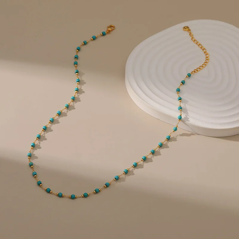 Turquoise Beads Chain Necklace 4